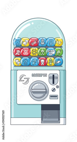 Retro Gumball Machine Filled With Colorful Animal Toys