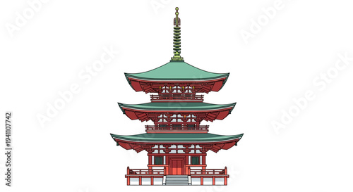 Traditional Japanese Pagoda Building, Ancient Architecture, Cultural Landmark