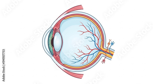 Human eye anatomy vector illustration, internal structure of the eyeball isolated on white background