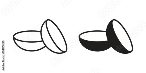 contact lenses icon, line pictogram on white.