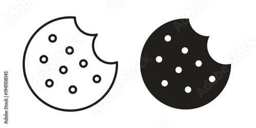Cookie icon, line pictogram on white.