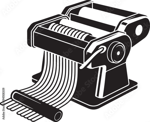 Silhouette of pasta maker extruding spaghetti, culinary art concept