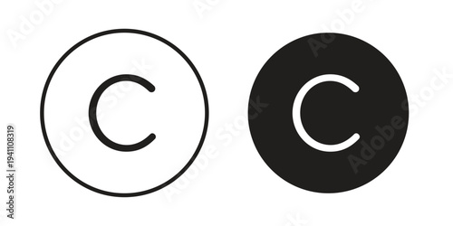 Copyright icon, line pictogram on white.