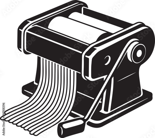 Silhouette of pasta maker extruding spaghetti, culinary art concept