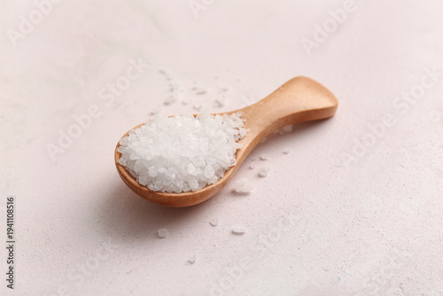 Wooden spoon with sea salt ...