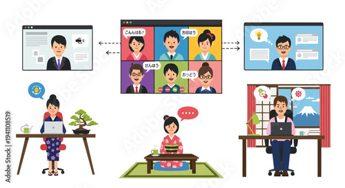 Online Japanese Business Meeting: Remote Work and Global Communication