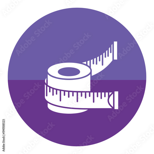 Tape measure tool for measuring length and distance on white background icon