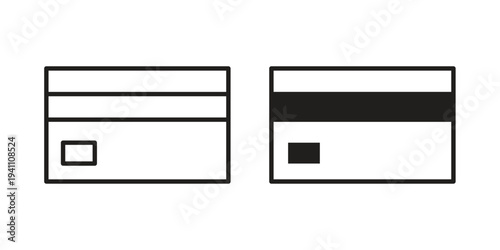 Credit card icon, line pictogram on white.