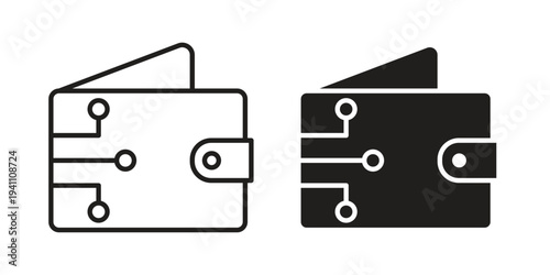 Cryptocurrency wallet icon, line pictogram on white.
