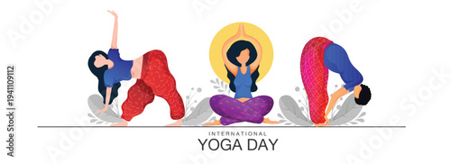 International Yoga Day A woman practices yoga Outdoors on Mat at Sunrise for Wellness and Mindfulness