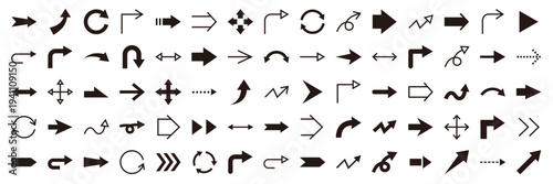 矢印のベクターイラストセット。アイコン、シンプル	