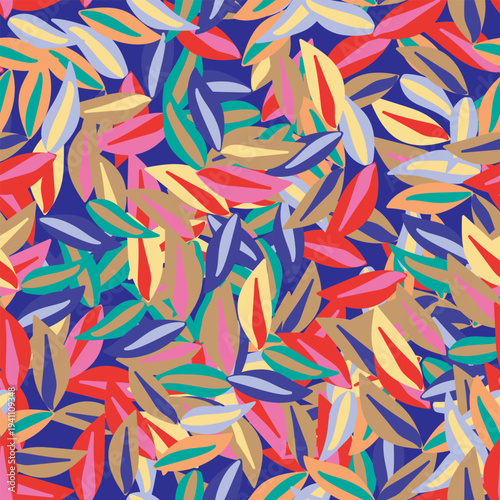 Floral Pattern Design Colorful Leaf Motif Repeat For Fashion Textiles And Homeware Products