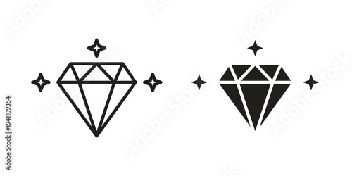 Diamond icon, line pictogram on white.