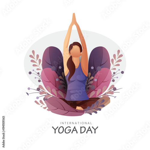 International Yoga Day A woman practices yoga Outdoors on Mat at Sunrise for Wellness and Mindfulness