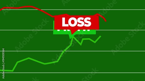 Dynamic animated line graph video illustrating profit rise and loss decline showcasing financial trends and market performance analysis