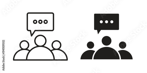 Discussion icon, line pictogram on white.