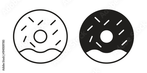 Donut icon, line pictogram on white.