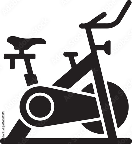 Simple black exercise bike icon minimalist fitness equipment outline silhouette