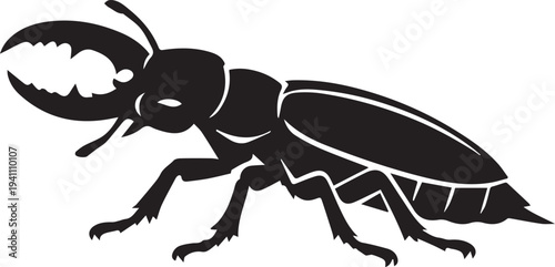Black vector stag beetle icon