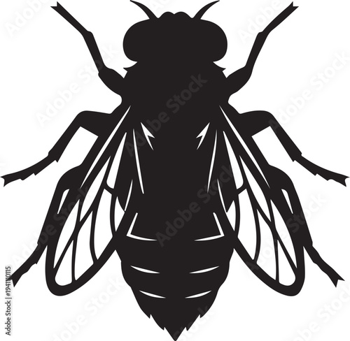 Black fly insect vector silhouette icon
