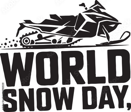 Snowmobile solid icon, World snow day concept, Motor sled sign. Vector black silhouette. with white background 2