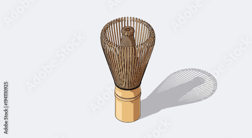 Chasen Bamboo Whisk for Matcha Tea Preparation - Isolated on White Background