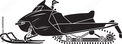 Snowmobile solid icon, World snow day concept, Motor sled sign. Vector black silhouette. with white background