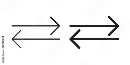 Exchange icon, line pictogram on white.