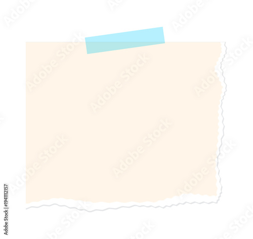 torn paper blank note paper sheet with tape for office stationary illustration clipart