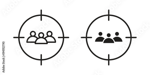 Focus group icon, line pictogram on white.