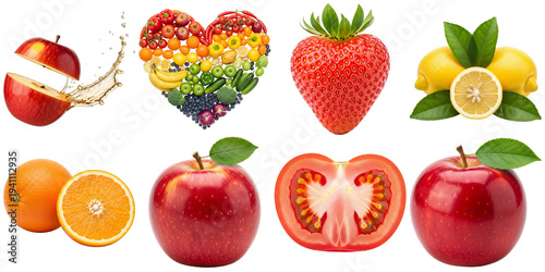 Fresh fruit isolated on a transparent background apple