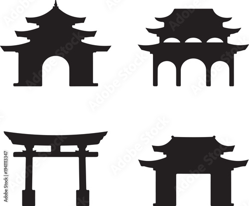 temple gate vector silhouette black icon