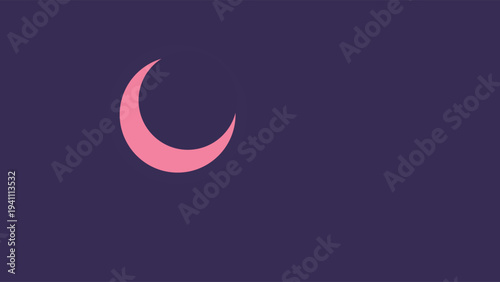 Celestial crescent moon silhouette in deep cosmic purple gradient background with soft diffused lighting for fantasy and space-themed designs