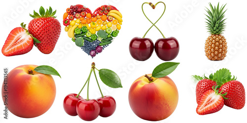 Fresh fruit isolated on a transparent background strawberry