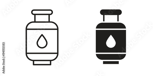 Gas cylinders icon, line pictogram on white.