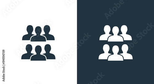 Modern vector illustration showing a group of six abstract person silhouette icons.