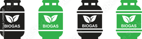 Biogas logo and bottles illustration