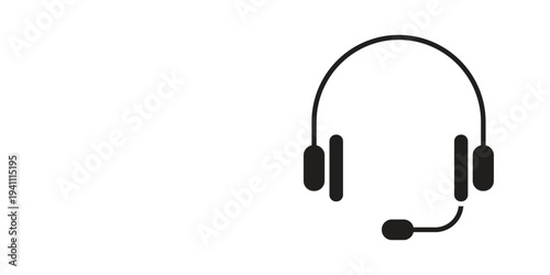 Headset icon, line pictogram on white.