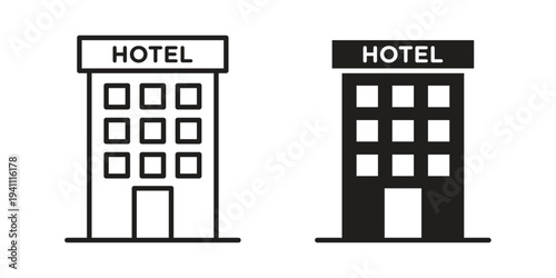 hotel icon, line pictogram on white.