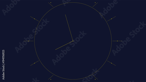 Celestial digital clock design with glowing constellation lines and hour markers on deep cosmic black background