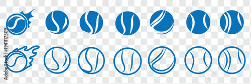 Set with tennis balls vector icons. Tennis balls black and yellow collection. Sport game.