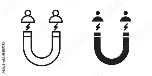 Lead generation icon, line pictogram on white.