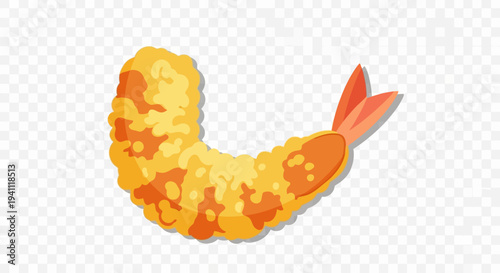 Crispy Golden Shrimp Tempura, Japanese Cuisine Appetizer, Isolated on White Background