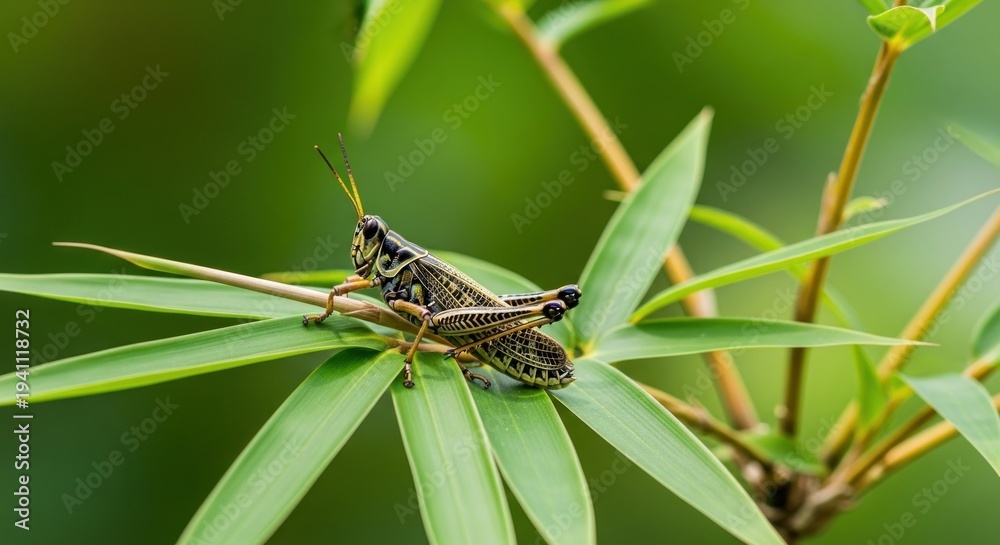 Fototapeta premium grasshopper on a leaf