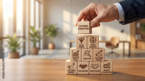 Customer Acquisition Strategy and Sales Funnel Management Concept