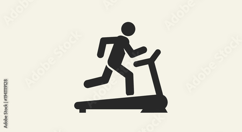 Person running on a treadmill, a black silhouette icon representing fitness, cardio exercise, and healthy lifestyle activities for wellness.