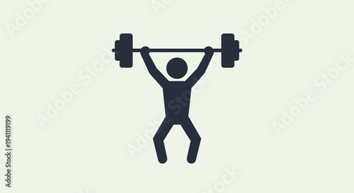 Strong person icon lifting heavy barbell overhead, symbolizing strength, fitness, power, and exercise. Ideal for health, gym, and workout themes.
