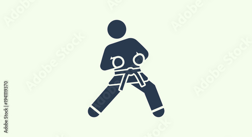 Martial arts fighter in a defensive stance, silhouette icon representing combat sports and self-defense training