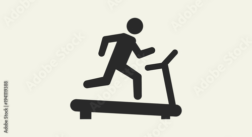 Silhouette icon of a person running on a treadmill, representing fitness, exercise, and healthy lifestyle.