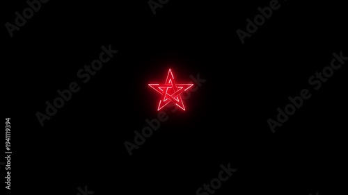 Glowing line star sign animation. neon blue star icon.